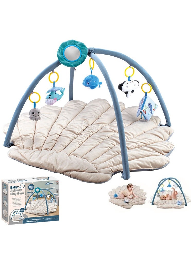 ASIV Baby Play Gym Mat - 40.55 x 37.8 Inches, Soft Material, Includes 6 Detachable Toys, Suitable for Sensory and Motor Skill Development, Ocean-Themed Activity Mat - Image 1
