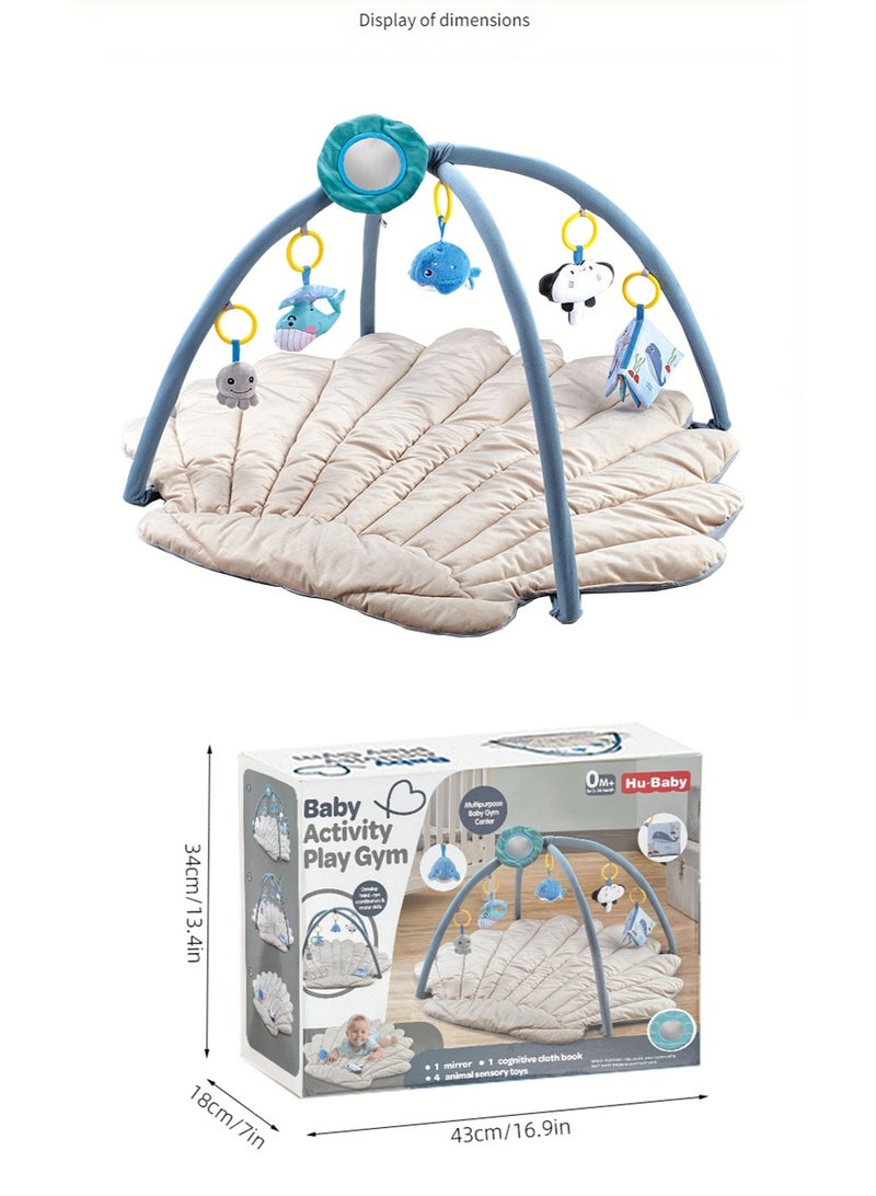 ASIV Baby Play Gym Mat - 40.55 x 37.8 Inches, Soft Material, Includes 6 Detachable Toys, Suitable for Sensory and Motor Skill Development, Ocean-Themed Activity Mat - Image 3