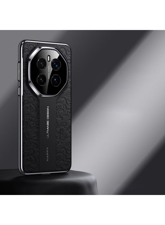 Case Compatible with Honor Magic 7 Pro Case, Luxury Auspicious Cloud Carving Process Embossed Leather Case Camera Lens Protection Shockproof Protective Cover - Image 4