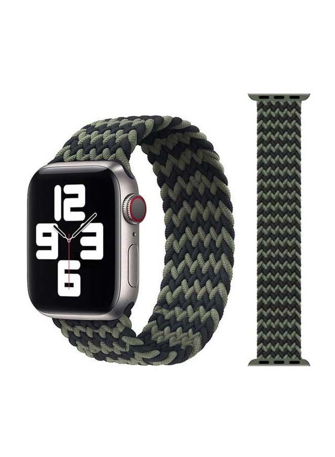 NIBEMINENT Braided Solo Band For Apple Watch Series 6/SE/5/4/3/2/1 Black/Green - Image 1