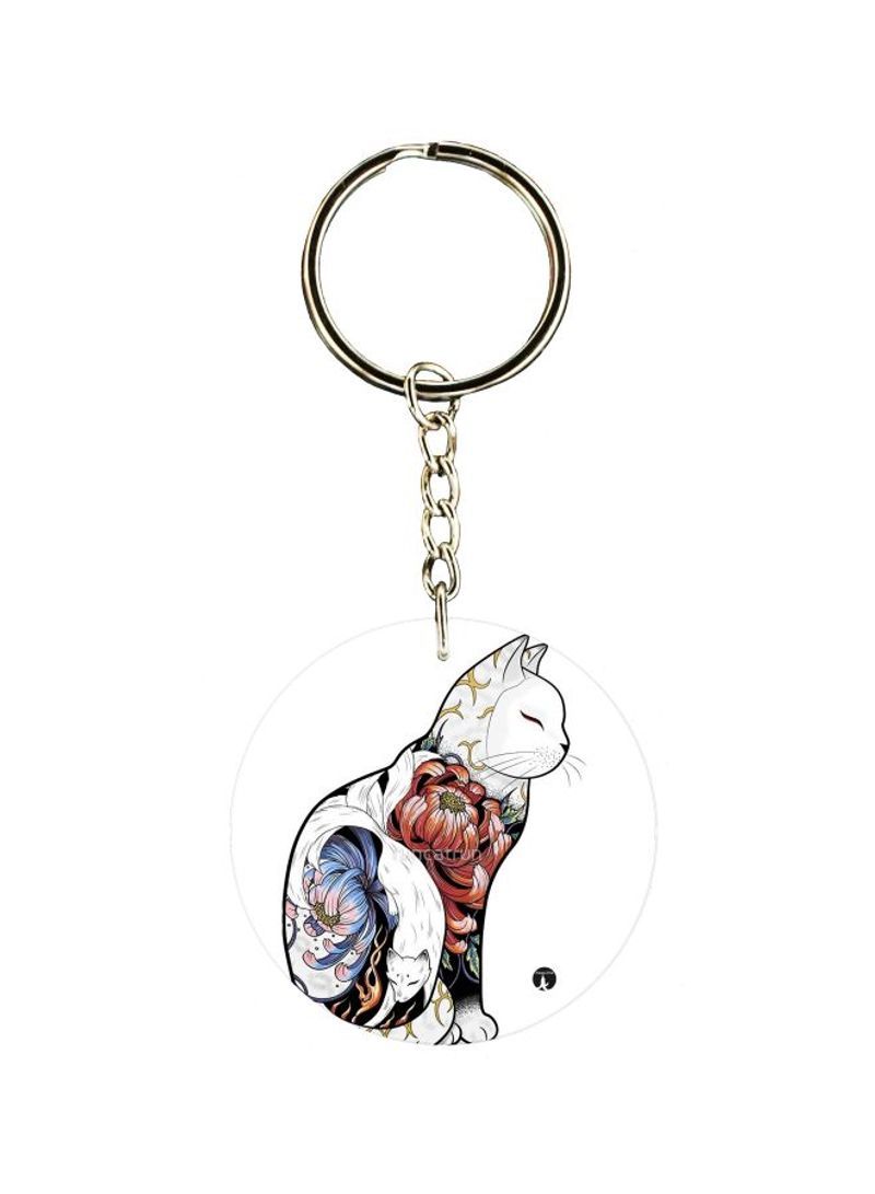 Cat Printed Single Sided Keychain