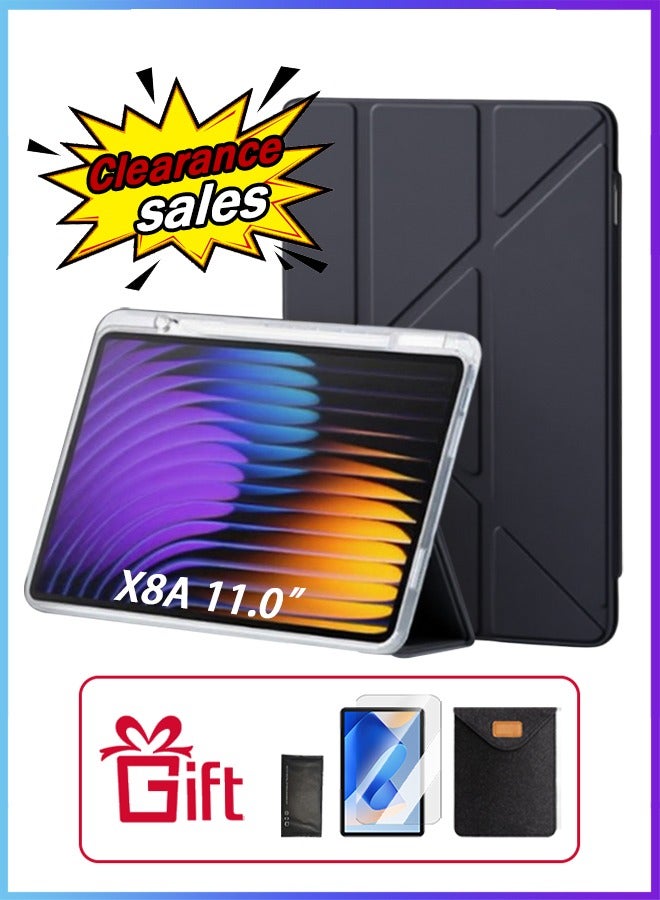 [clearance sales] HONOR Pad X8a 11 Inch Case With Auto Wake, Tablet Cover Shockproof Y Folding Stand, Smart Case Clear Back Tpu Back Cover Free AED 23 Anti-Glare Protective Film - Black - Image 1