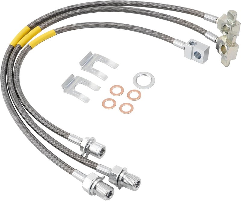 Racewill 3PCS Front and Rear Extended Stainless Steel Brake Lines for 1971-1991 Chevy GMC C/K 10 15 20 25 Blazer 4"-6" Lift - Image 1