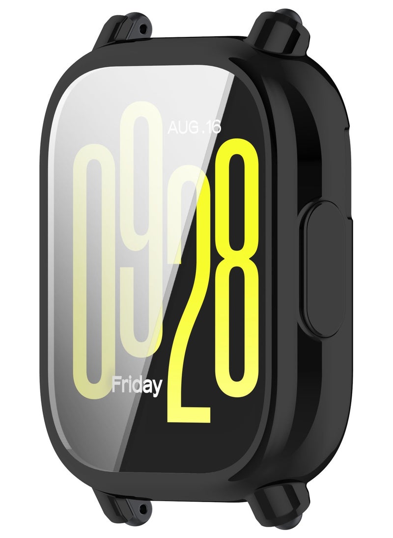 Generic - Xiaomi Redmi Watch 5 Active Smart Watch Replacement Protective Cover, All Inclusive Plating Protective Frame,TPU + Tempered Glass Protector Case for Redmi Watch 5 Active (Black) - Image 1