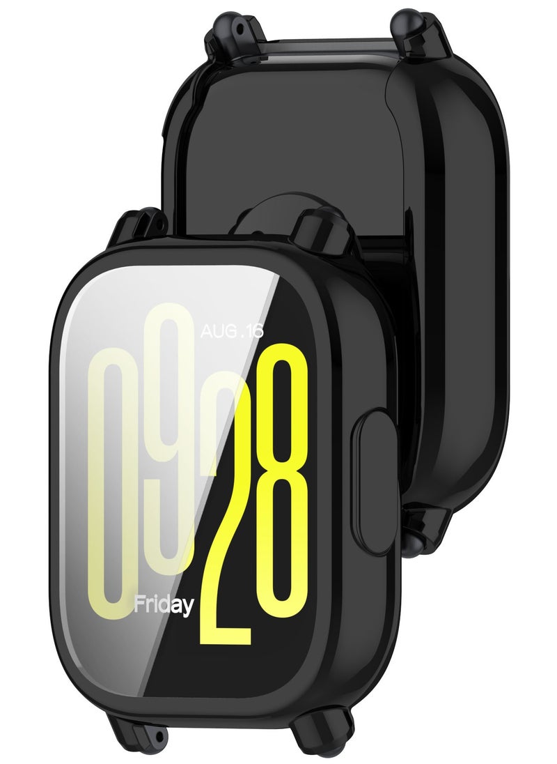 Generic - Xiaomi Redmi Watch 5 Active Smart Watch Replacement Protective Cover, All Inclusive Plating Protective Frame,TPU + Tempered Glass Protector Case for Redmi Watch 5 Active (Black) - Image 1