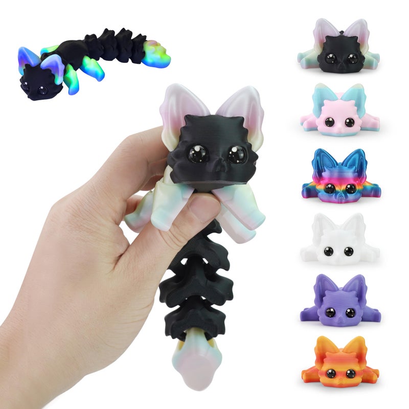 TiTiC 3D Printed Fox 3D Printed Animals Articulated Flexible Fidget Toy Perfect Desk Pet Gift for Animal Collectors Easter Basket Essentials Green Light - Image 3