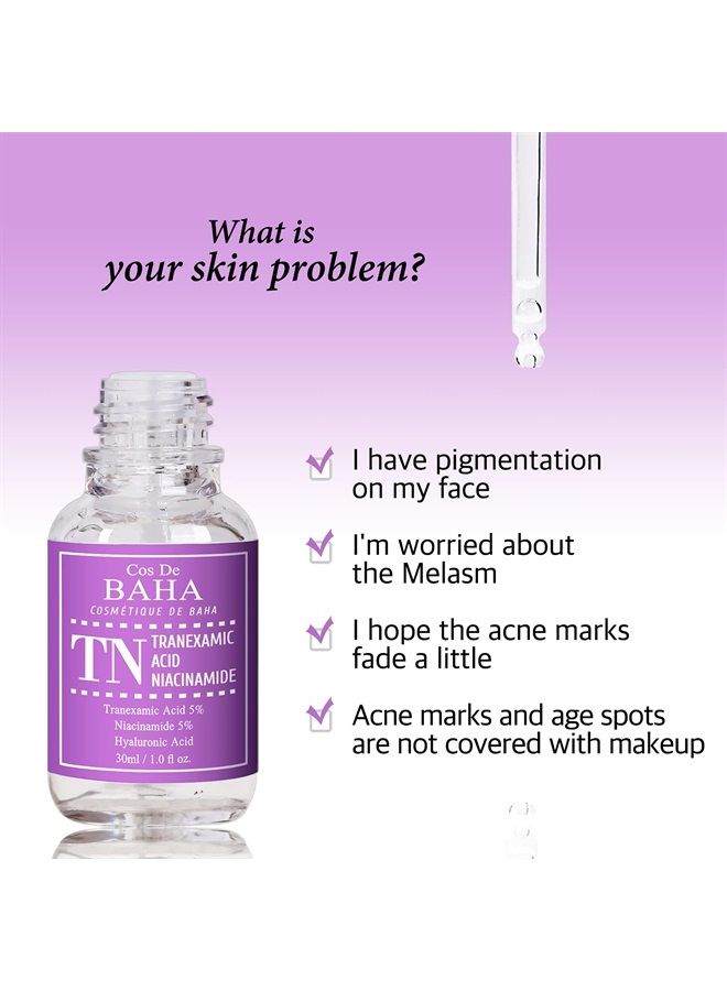 Cos De BAHA Tranexamic Acid 5% Serum with Niacinamide 5% for Face/Neck - Helps to Reduce the Look of Hyper-Pigmentation, Discoloration, Dark Spots, Remover Melasma, 1 Fl Oz  - Image 2