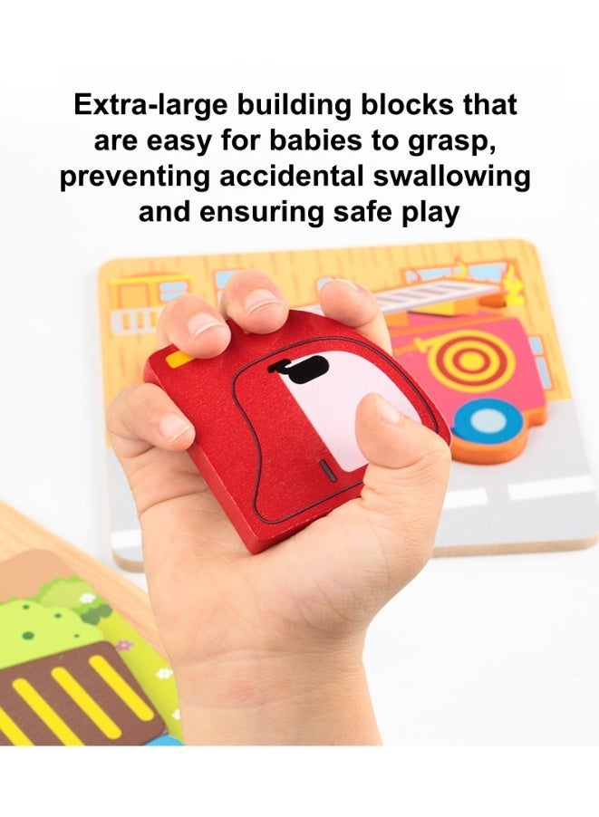 Wooden Puzzle for Toddlers Ages 2–4, 6-Piece Shapes, Montessori Transportation Theme Learning Toy for 2-Year-Old Boys and Girls, Educational Preschool Toy - Image 3
