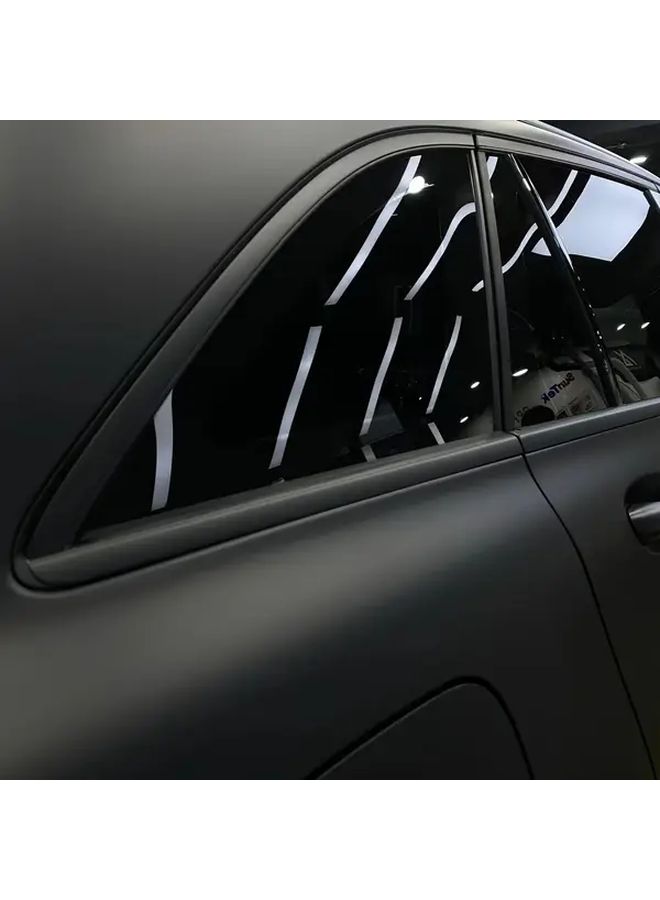 1 Roll Matte Black 4pcs Car Window Trim Wrap Heavy Duty UV Resistant Blackout Vinyl Film Peel Stick Chrome Masking Tape For Doors Roof Pillars Multi Surface Automotive Exterior Cover No Tools Easy Application - Image 4