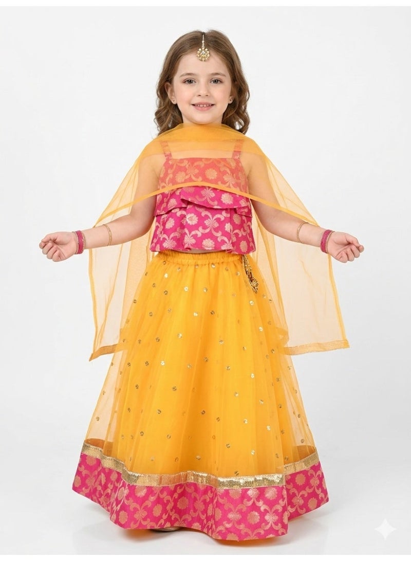 Saka Designs طقم ليهينغا تشولي للفتيات مع دوباتا - Image 1