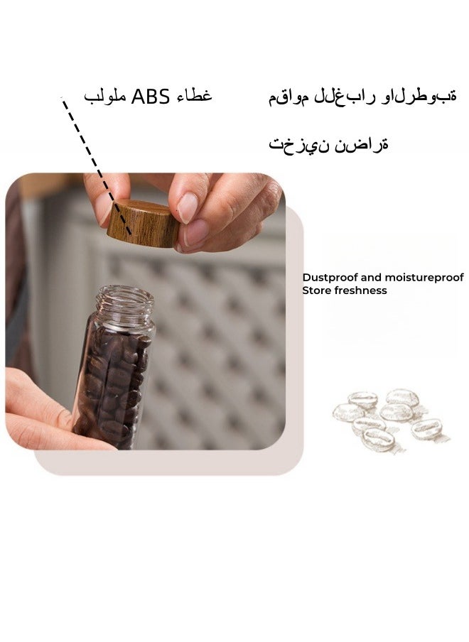 XiuWoo - 12 Bottles of High Borosilicate Glass Coffee Beans, Container, Test Tubes, Sealed Jars, Storage and Preservation Bottles with Walnut Display Rack, Silicone Funnel - Image 1