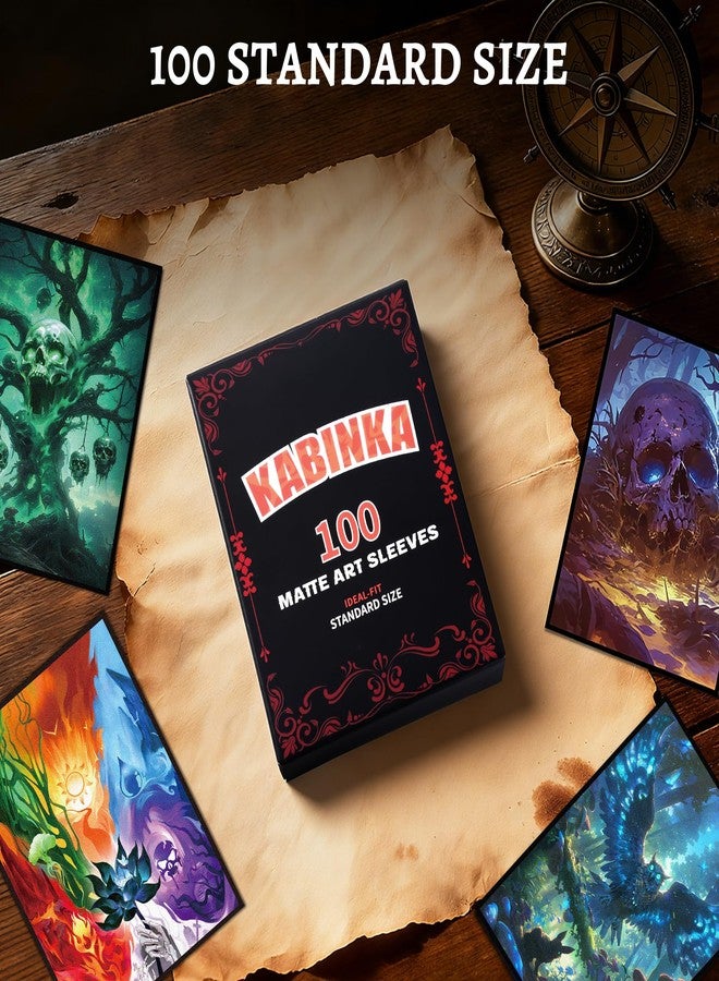 أغطية بطاقات كابينكا MTG - عبوة من 100 غطاء بحجم قياسي، واجهة شفافة وخلفية غير لامعة مزينة بشجرة جمجمة، أغطية ممتازة للعبة ماجيك ذا غاذرينغ TCG - Image 4