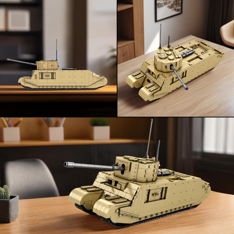 Reobrix مجموعة بناء الدبابات reobrix TOG2 WW2 الدبابات المسلحة البريطانية العسكرية مجموعة مكعبات بناء للجماهير العسكرية 77032 عالم الدبابات منتج مرخص دبابة MOC نموذج لعبة هدية للبالغين والمراهقين (1427 قطعة) - Image 3
