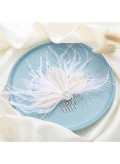 Latious Latious Wedding Bride Flapper Feather Hair Comb White Crystal Bridal 1920s Hair Clip Fascinator Hair Accessories Prom Hair Jewelry for Women and Girls  - Image 2