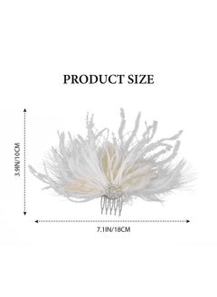 Latious Latious Wedding Bride Flapper Feather Hair Comb White Crystal Bridal 1920s Hair Clip Fascinator Hair Accessories Prom Hair Jewelry for Women and Girls  - Image 5