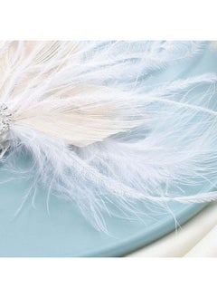 Latious Latious Wedding Bride Flapper Feather Hair Comb White Crystal Bridal 1920s Hair Clip Fascinator Hair Accessories Prom Hair Jewelry for Women and Girls  - Image 4
