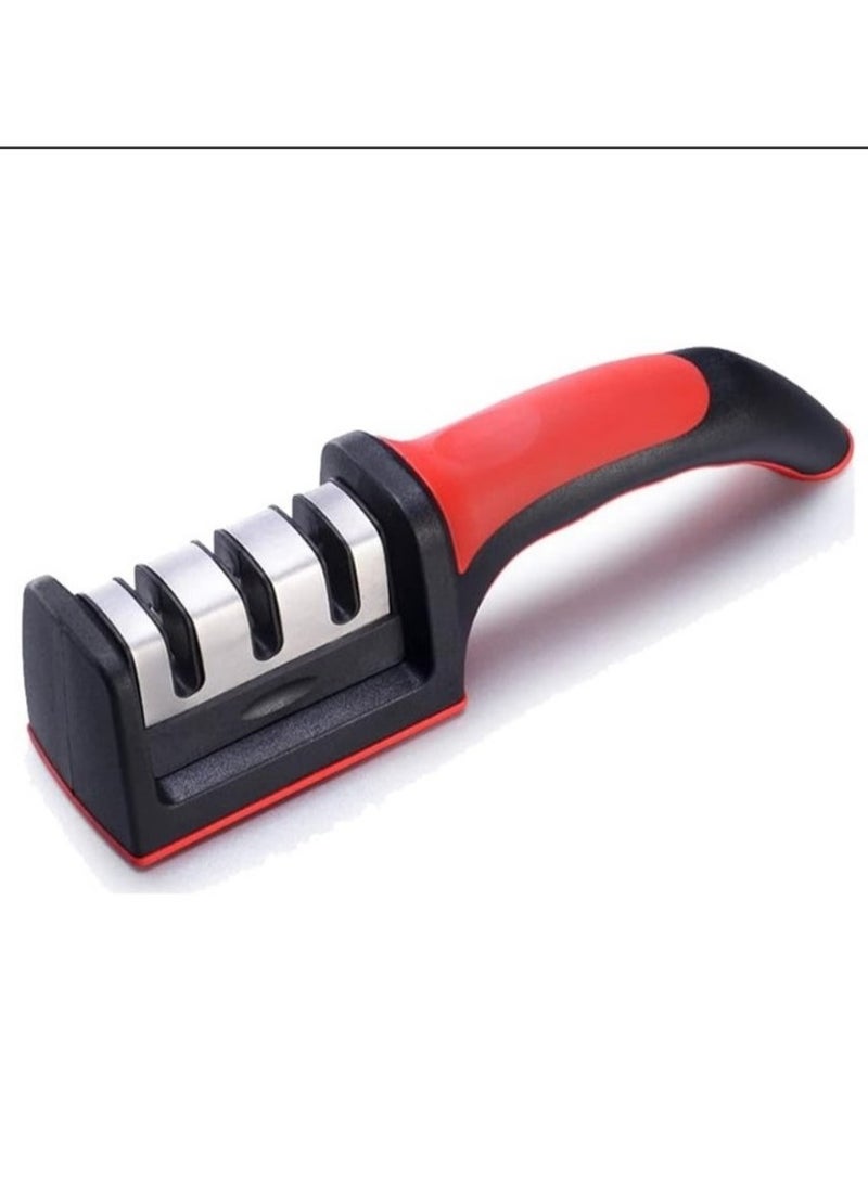 مسن سكاكين يدوي 4 في 1 لشحذ وتلميع السكينة والمقصات، مبرد سكاكين احترافي وأداة سن متعددة الاستخدامات للمطبخ، مثالي للطهاة والمنزل، تصميم بدون كهرباء أو ماء مع قاعدة مطاطية لثبات وسلامة الاستخدام - مشحذ سكين يدوي - Image 1