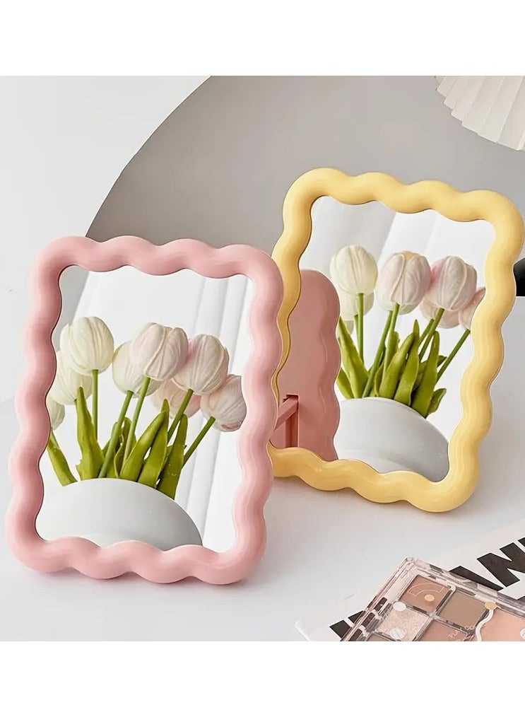 Rozino Cartoon Themed Makeup Mirror with Polished Finish - Portable, Non-Slip Dresser Mount Glass Mirror for Travel & Vanity Use, Plastic Frame, Unscented, No Electricity Required - Image 2