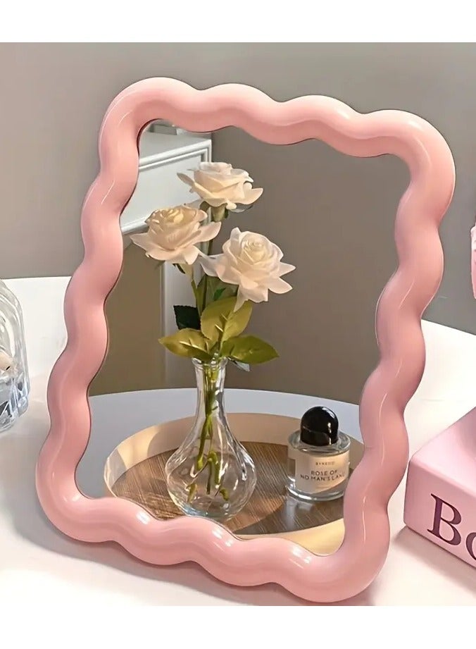 Rozino Cartoon Themed Makeup Mirror with Polished Finish - Portable, Non-Slip Dresser Mount Glass Mirror for Travel & Vanity Use, Plastic Frame, Unscented, No Electricity Required - Image 1