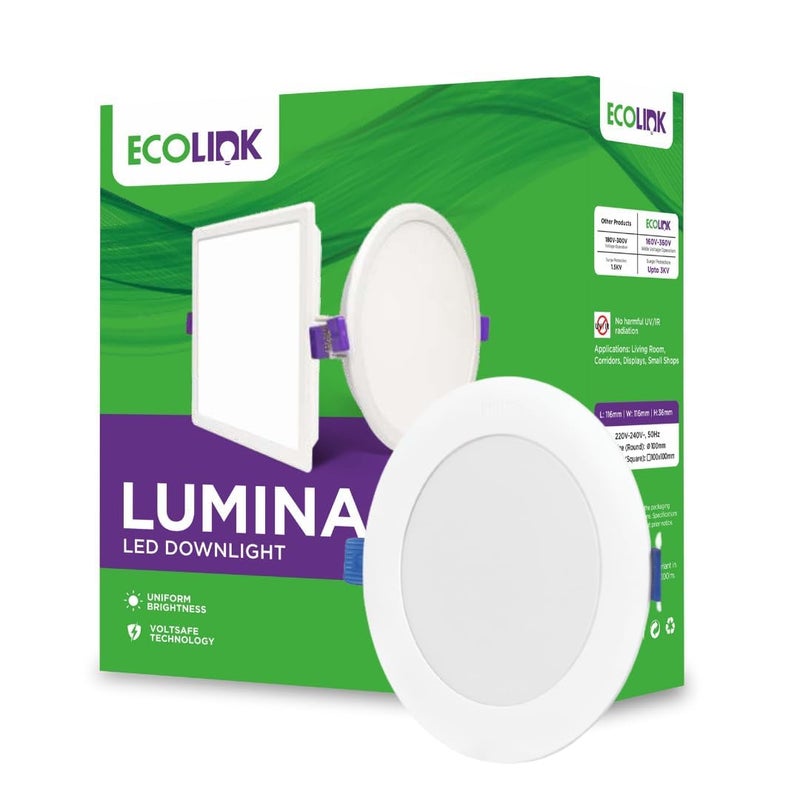 EcoLink Lumina 15-watt Round LED Downlighter | LED Ceiling Light for Home and Hall | Cut Out: 6 inch,Color: Natural White, Pack of 1 - Image 5