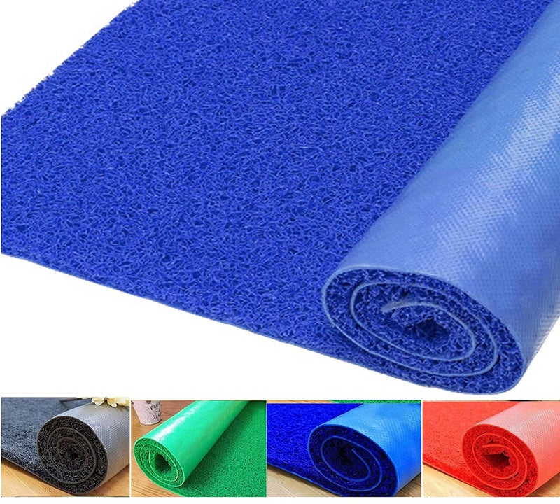 ATOOTFUSION Non-Slip Cushion Noodle Mat for Home Entrance | Heavy Duty Main Door Mat with Rubber Back, PVC Floor Mat | Paydan | Foot Mat for Balcony Dirt Traper Bathroom Area Rug (4x3 Feet, Blue) - Image 1
