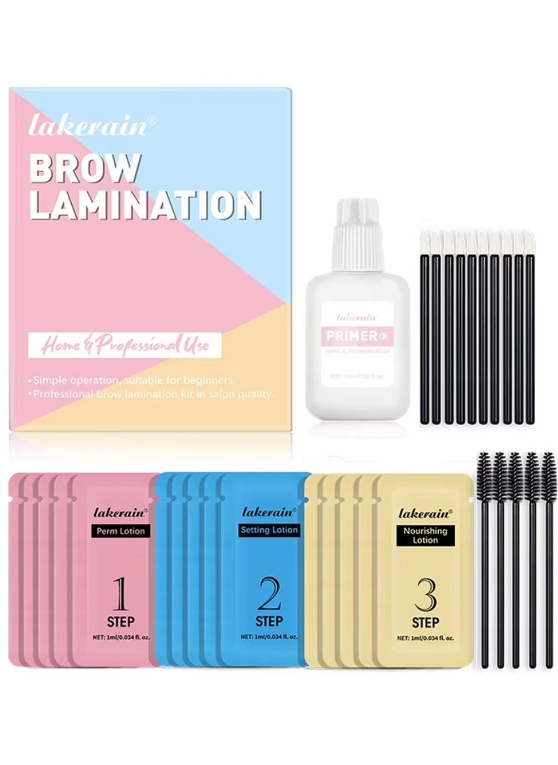 lakerain - Brow Lamination Kit Professional Instant Brow Lift Effect DIY Brow Lamination Eyebrow Lift Kit with Primer Perm Setting Nourishing Lotion with Mascara and Applicator for Eyebrow Lifting - Image 1