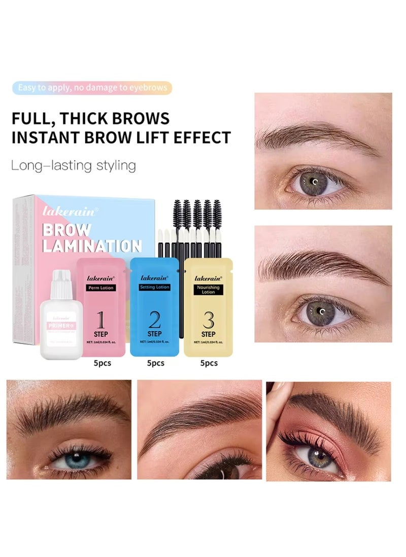 lakerain - Brow Lamination Kit Professional Instant Brow Lift Effect DIY Brow Lamination Eyebrow Lift Kit with Primer Perm Setting Nourishing Lotion with Mascara and Applicator for Eyebrow Lifting - Image 1