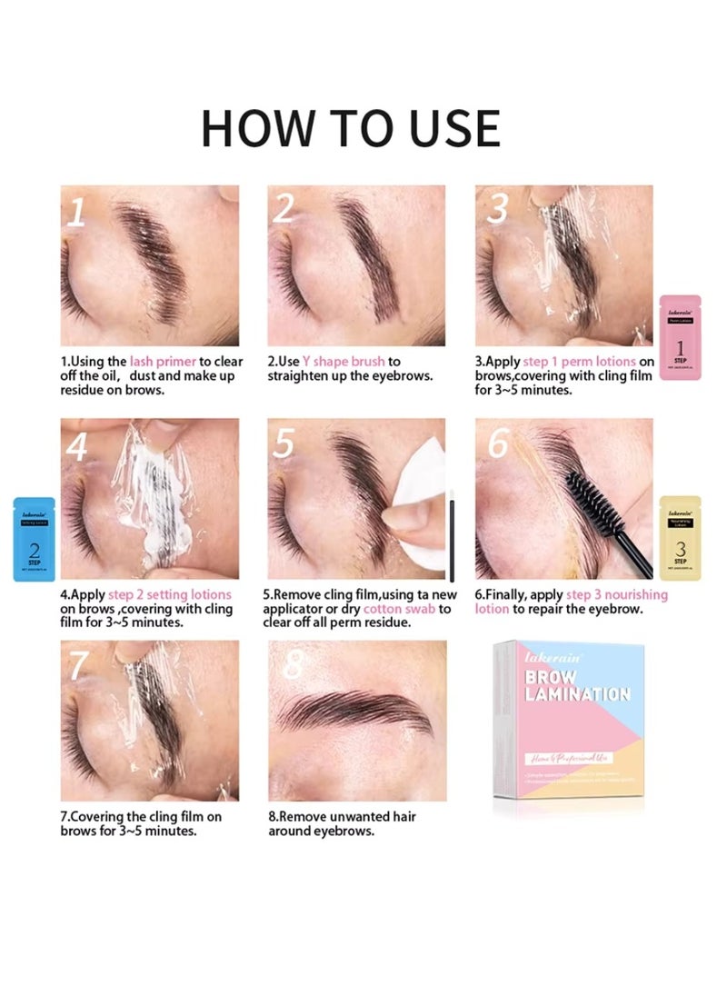 lakerain - Brow Lamination Kit Professional Instant Brow Lift Effect DIY Brow Lamination Eyebrow Lift Kit with Primer Perm Setting Nourishing Lotion with Mascara and Applicator for Eyebrow Lifting - Image 1