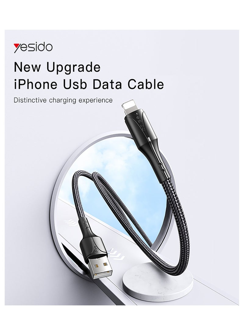 Yesido - CA98 Fast Charger USB To Lightning Data Cable For iPhone Sync Charger Cord 20W PD Charging Cable Black - Image 1