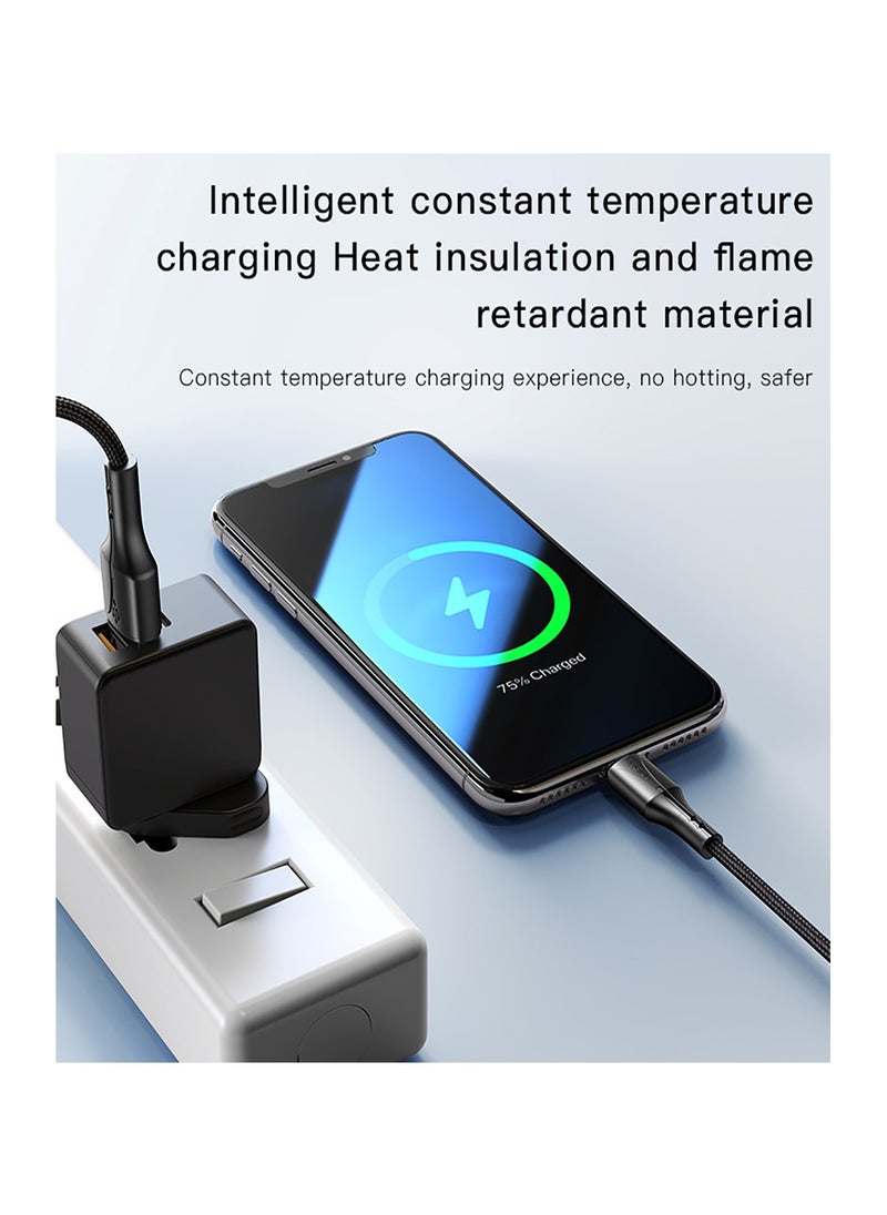 Yesido - CA98 Fast Charger USB To Lightning Data Cable For iPhone Sync Charger Cord 20W PD Charging Cable Black - Image 1