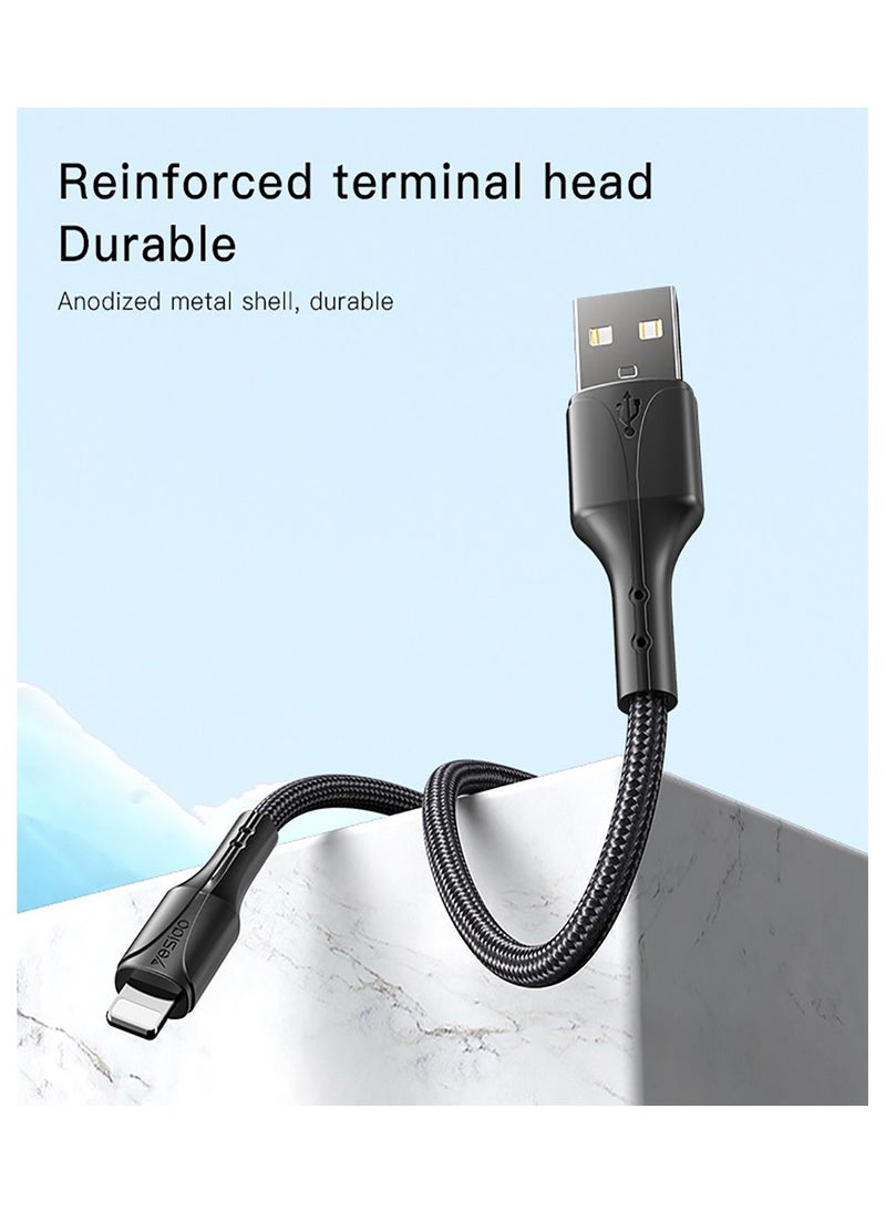 Yesido - CA98 Fast Charger USB To Lightning Data Cable For iPhone Sync Charger Cord 20W PD Charging Cable Black - Image 1