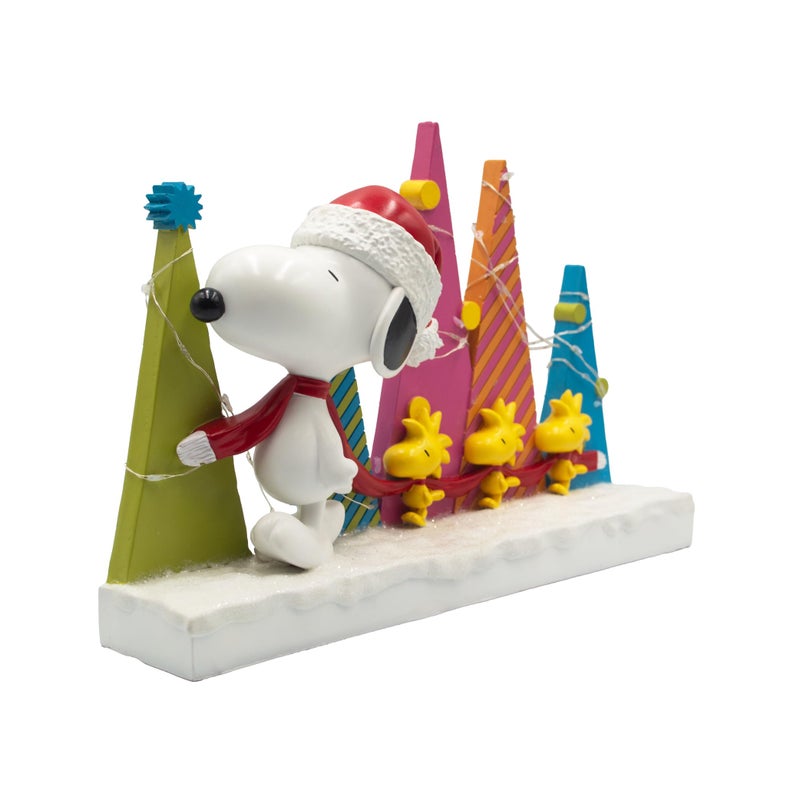 Mark Feldstein & Associates Mark Feldstein, Peanuts Snoopy and Woodstock Holiday Tree Parade LED Tabletop Figurine, 8.5 Inch - Image 2