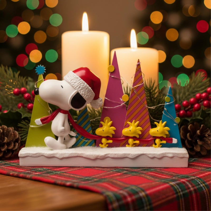Mark Feldstein & Associates Mark Feldstein, Peanuts Snoopy and Woodstock Holiday Tree Parade LED Tabletop Figurine, 8.5 Inch - Image 5