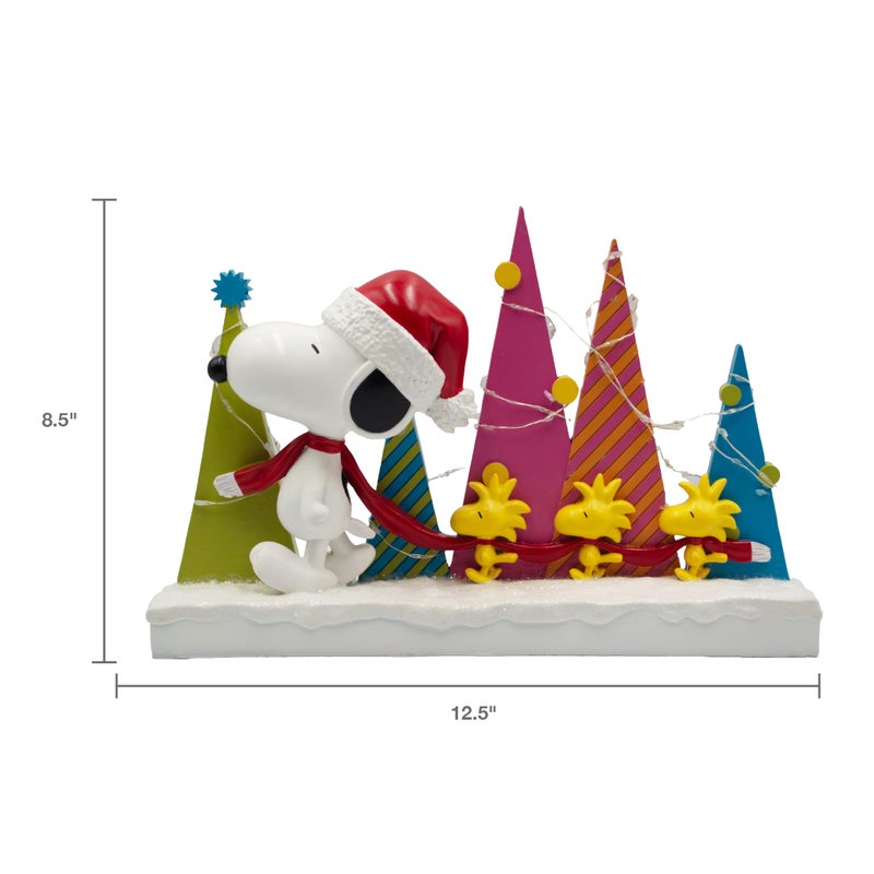 Mark Feldstein & Associates Mark Feldstein, Peanuts Snoopy and Woodstock Holiday Tree Parade LED Tabletop Figurine, 8.5 Inch - Image 3