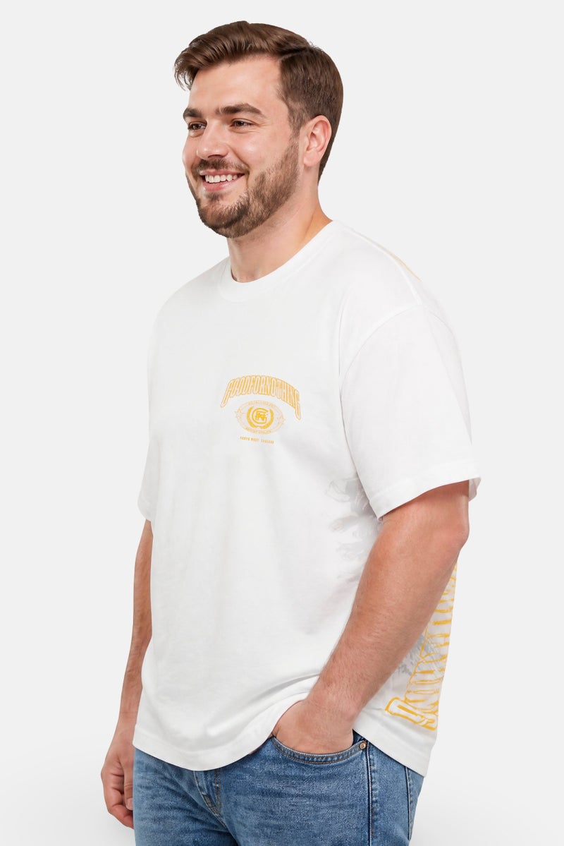 GOOD FOR NOTHING Men Crew Neck Short Sleeve Brand Logo T-Shirt, Off White - Image 4