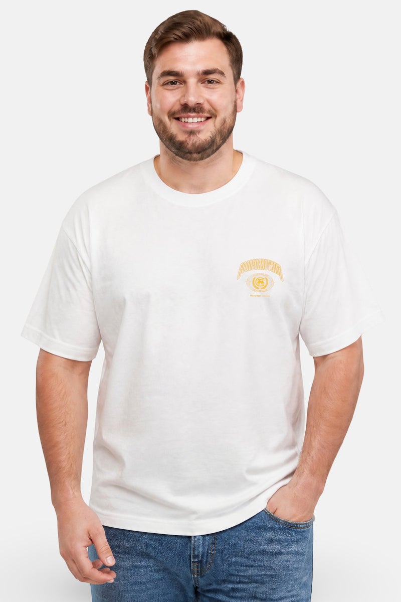 GOOD FOR NOTHING Men Crew Neck Short Sleeve Brand Logo T-Shirt, Off White - Image 1