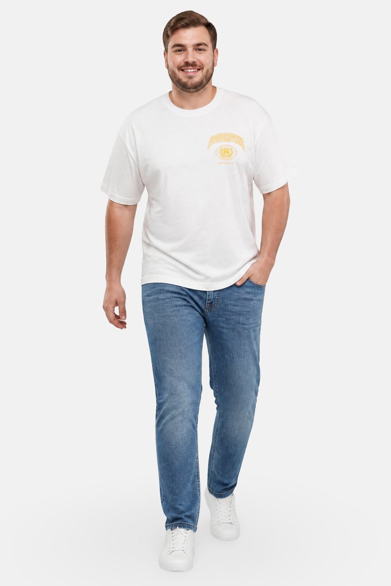 GOOD FOR NOTHING Men Crew Neck Short Sleeve Brand Logo T-Shirt, Off White - Image 5