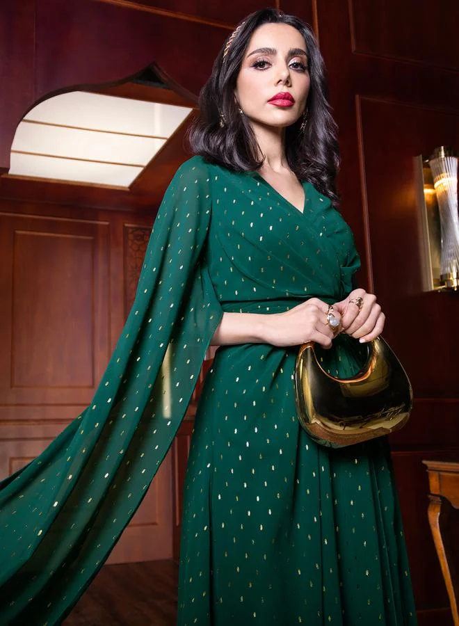 Styli Emerald Dotted Maxi Dress
