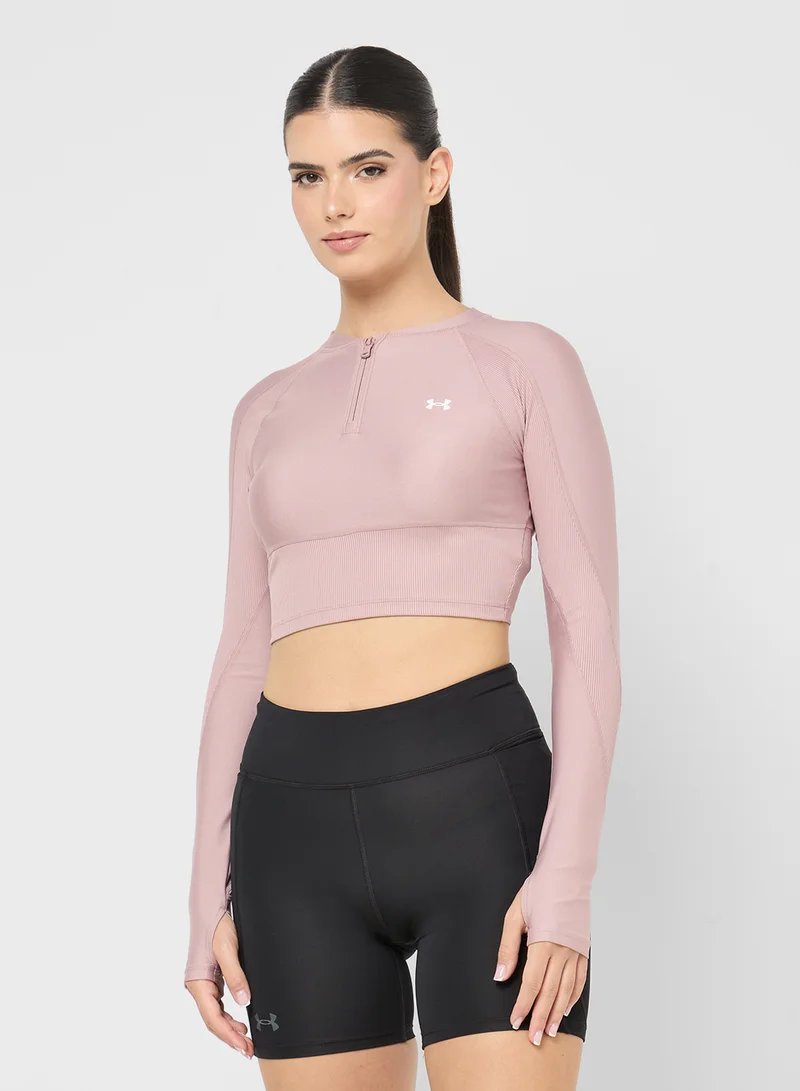 UNDER ARMOUR 1/4 HeatGear Ribbed Zip T-Shirt