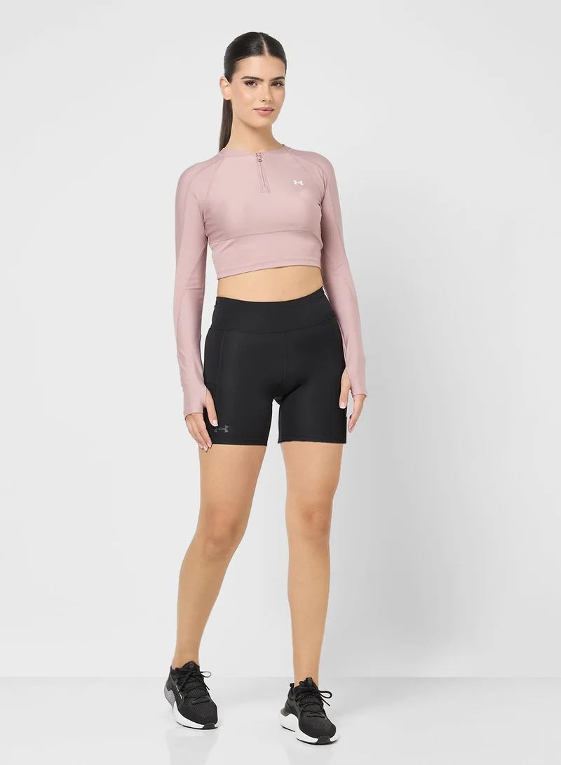 UNDER ARMOUR  1/4 HeatGear Ribbed Zip T-Shirt for Women | Best Price UAE