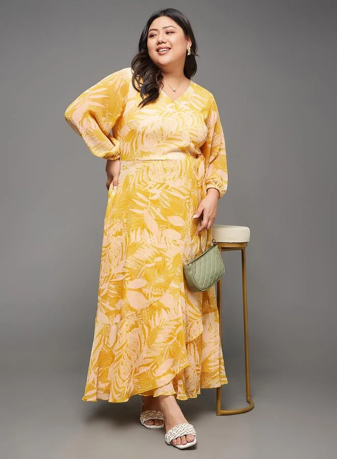 مس تشايس Miss Chase Plus Size Floral Print Midi Dress