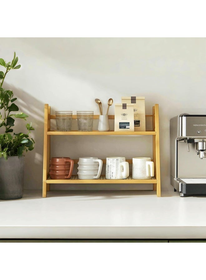 كيتشينو منظم محطة القهوة بمظهر الخوص من كيتشينو، حامل اكواب من الخيزران، رف منضدة المطبخ لملحقات بار الشاي والقهوة، حامل ماتشا وعرض الاكواب، رف تخزين التوابل - Image 4