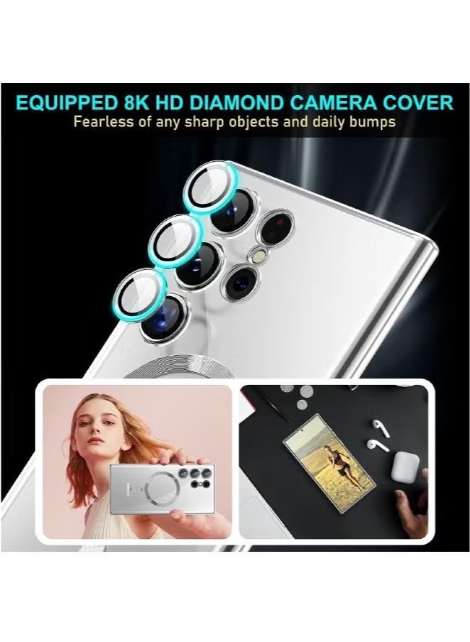 Samsung Galaxy S24 Ultra Case with Camera Lens Protector, Protective Case Compatible with Wireless Charging, Anti-Scratch Shockproof Protective Electroplated S24 Ultra Case for Women Men, Sliver - Image 4