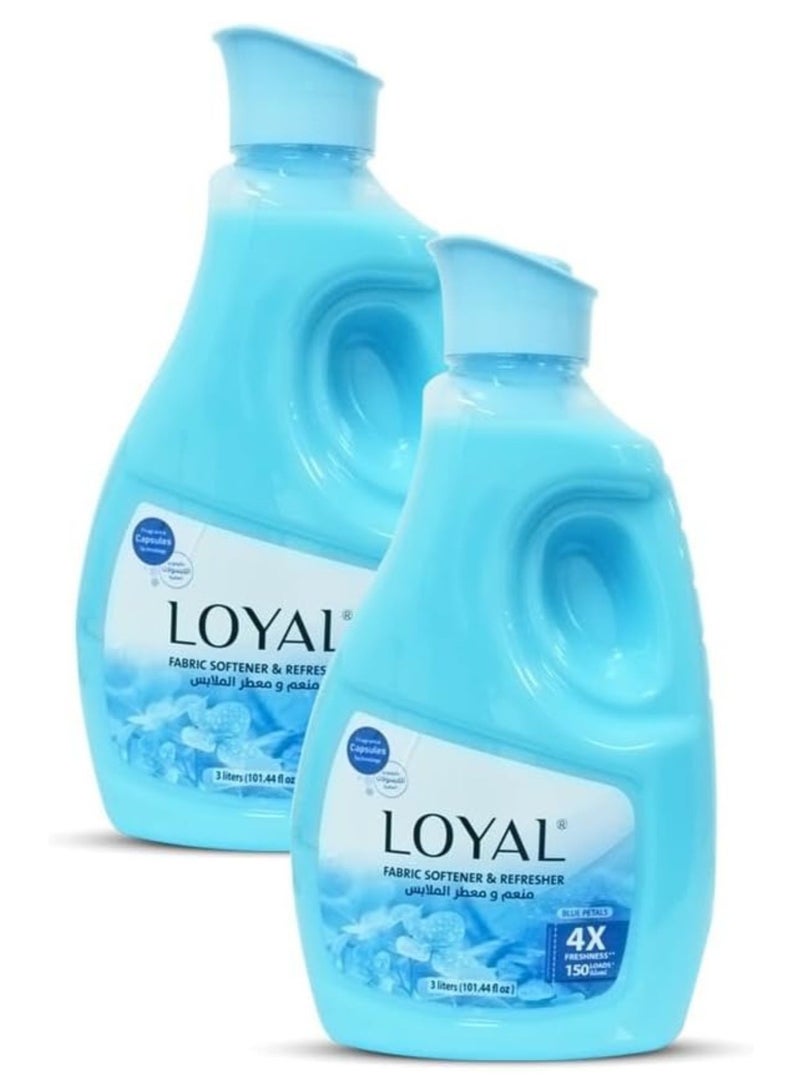 Loyal Fabric Softener And Freshener with Blue Petals Fragrance Capsule 4X Freshness, up to 300 Loads | 2x3000ml - Image 1