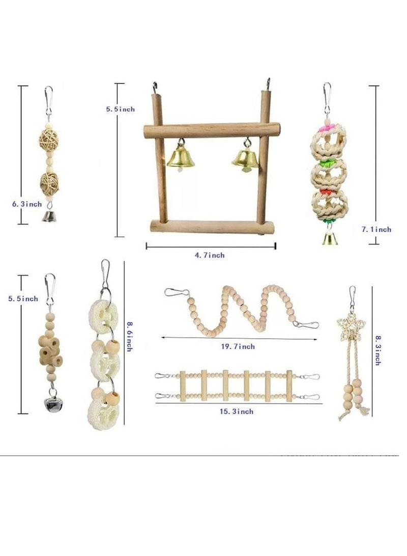 سيلكفكس 8 جهاز كمبيوتر شخصي لعب الببغاء الطيور ، لعب الخشب الطبيعي المضغ سوينغ لعب الهامش تسلق السلم لعب قفص الطيور للطيور Budgerigar ، طيور الحب ، Mynah ، الباغاء ، Conure ، Cockatiel ، Finches وغيرها من الطيور الصغيرة إلى المتوسطة - Image 2