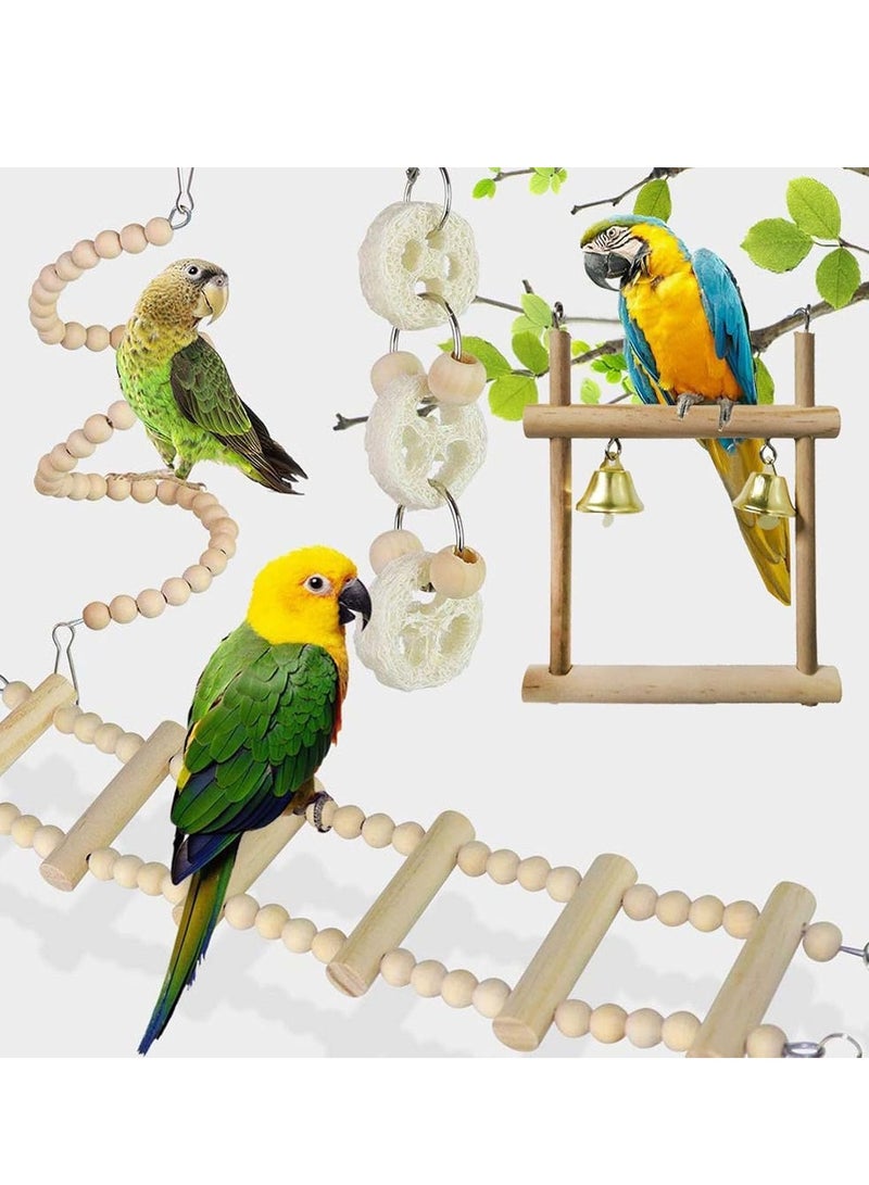 سيلكفكس 8 جهاز كمبيوتر شخصي لعب الببغاء الطيور ، لعب الخشب الطبيعي المضغ سوينغ لعب الهامش تسلق السلم لعب قفص الطيور للطيور Budgerigar ، طيور الحب ، Mynah ، الباغاء ، Conure ، Cockatiel ، Finches وغيرها من الطيور الصغيرة إلى المتوسطة - Image 3