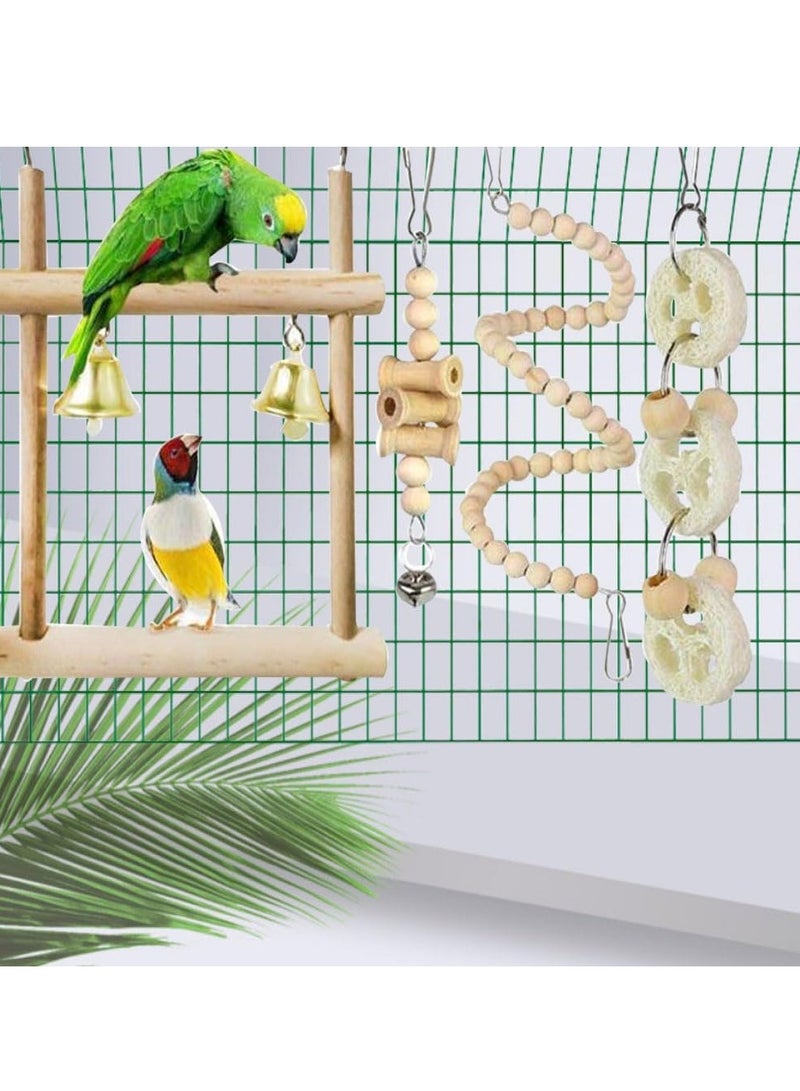 سيلكفكس 8 جهاز كمبيوتر شخصي لعب الببغاء الطيور ، لعب الخشب الطبيعي المضغ سوينغ لعب الهامش تسلق السلم لعب قفص الطيور للطيور Budgerigar ، طيور الحب ، Mynah ، الباغاء ، Conure ، Cockatiel ، Finches وغيرها من الطيور الصغيرة إلى المتوسطة - Image 4