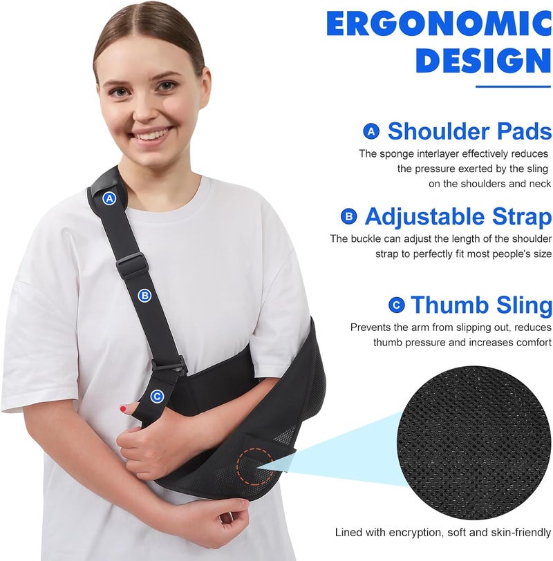 Healifty Arm Sling for Shoulder Injury Lightweight Breathable Shoulder Immobilizer for Men Women Ergonomic Adjustable Rotator Cuff Sling for Broken Dislocated Fracture Strain - Image 5