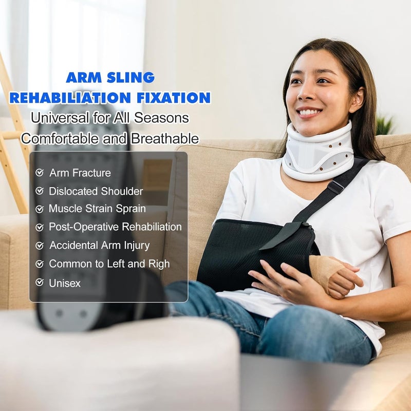 Healifty Arm Sling for Shoulder Injury Lightweight Breathable Shoulder Immobilizer for Men Women Ergonomic Adjustable Rotator Cuff Sling for Broken Dislocated Fracture Strain - Image 2