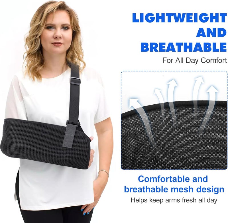 Healifty Arm Sling for Shoulder Injury Lightweight Breathable Shoulder Immobilizer for Men Women Ergonomic Adjustable Rotator Cuff Sling for Broken Dislocated Fracture Strain - Image 3